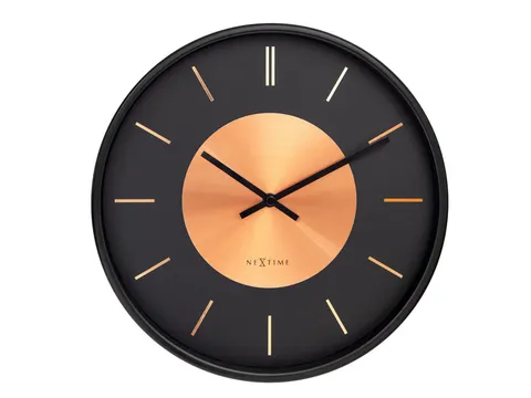 Wandklok NeXtime Retro II 25cm zwart/koper metaal