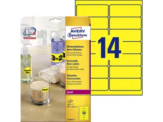 Etiket Avery L7263Y-25 99.1x38.1mm neon geel 350 stuks - 2