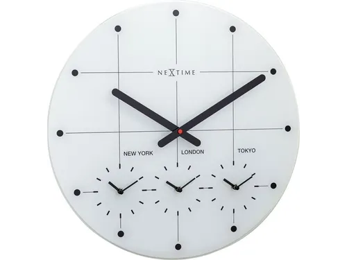 Wereldtijden klok - Stille wandklok - 43cm - Wit - Glazen klok - NeXti