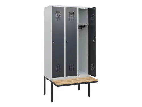 locker met bank,HxBxD 1950x900x815mm,3vak,vak B 300mm,cilinderslot