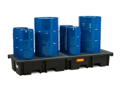 PE-opvangbak,v. 4x200l vat,opvangvol. 425l,HxBxD 360x2420x880mm