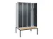 locker met bank,voor scheiding van kleding,HxBxD 2120x1200x815mm,4vak