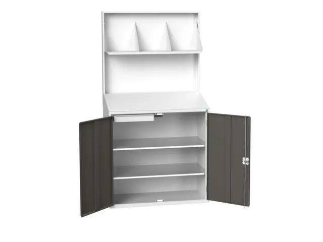 lessenaarkast achterwand 2000x1050x550mm 2 legbord/1lade/plank RAL7016