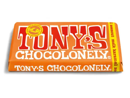 Chocolade Tony's Chocolonely reep 180gr melk karamel zeezout
