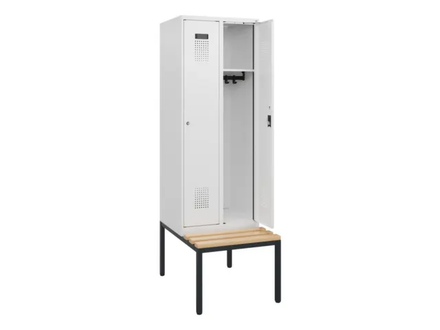 locker met bank,HxBxD 1950x600x815mm,2vak,vak B 300mm,cilinderslot