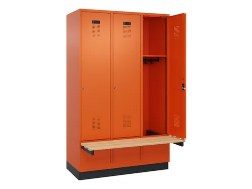 locker met bank,HxBxD 1950x1200x815mm,3vak,vak B 400mm,cilinderslot