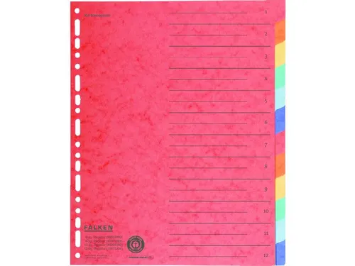 Tabblad recycled karton A4+ 12tabs