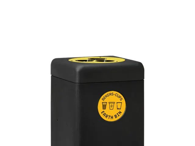 Afvalbak met bekerinzet 60 liter EarthBin Geel Zwart