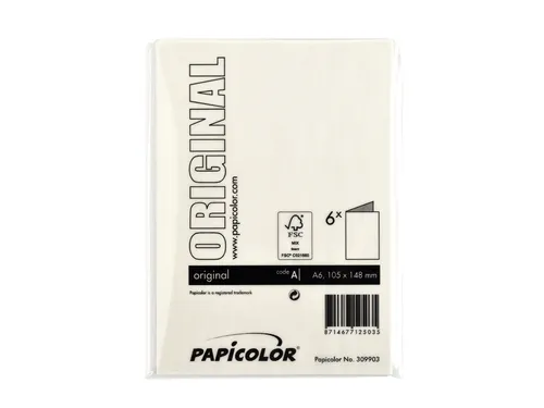 Correspondentiekaart Papicolor dubbel 105x148mm anjerwit pak à 6 stuk