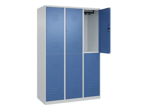 dubbeldekse locker,HxBxD 1850x1200x500mm,3x2vak.,vak B 400mm,cil.-slot