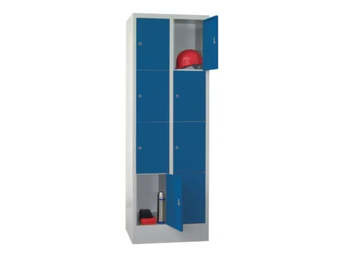 lockerkast,HxBxD 1850x600x500mm,2x4vakken,RAL7035,front RAL5010