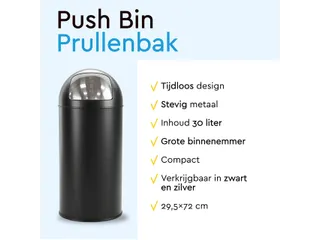 Afvalbak BRASQ Push Bin PB230+ 30 liter zwart - 7