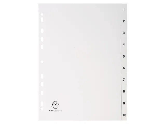 Tab.gerecycled PP A4 bedrukt 1-10 grijs