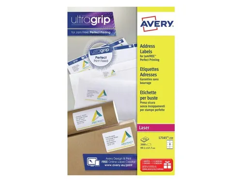 Etiket Avery L7165-250 99.1x67.7mm Wit 2000 Stuks