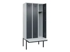 locker met bank,HxBxD 2120x900x815mm,3vak,vak B 300mm,cilinderslot