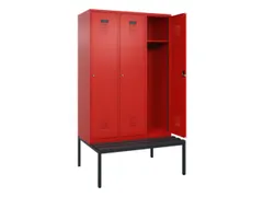 locker met bank,HxBxD 2120x1200x815mm,3vak,vak B 400mm,cilinderslot