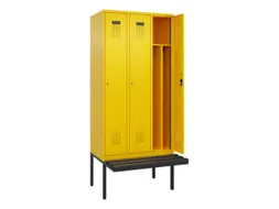 locker met bank,voor scheiding van kleding,HxBxD 2120x900x815mm,3vak