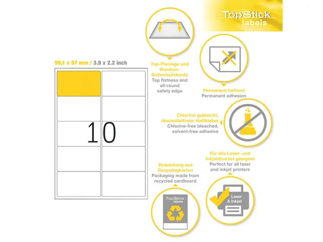 Etiketten universele labels A4 permanent 99,1x57mm Wit 1000 stuks