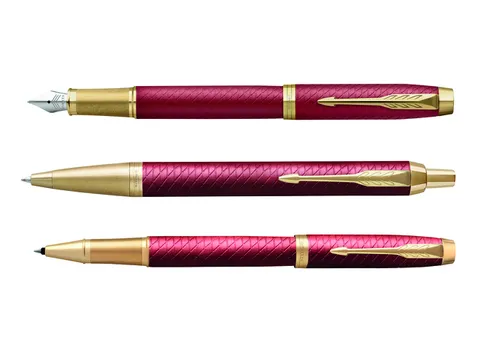 Rollerpen Parker IM Premium Red Lacquer GT Fijn Zwarte inkt