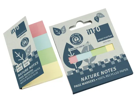 Info Page Marker papier 20x50mm, 4 kleuren recycled 100 vel per kleur