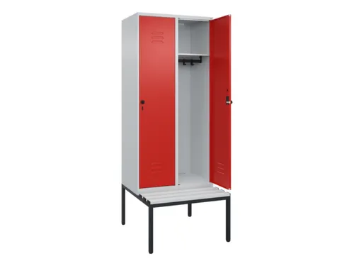 locker met bank,HxBxD 2120x800x815mm,2vak,vak B 400mm,draaigrendel