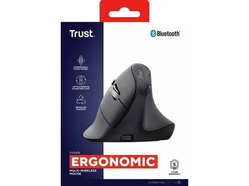 Ergonomische muis Trust hyperscrol Vyran draadloos zwart
