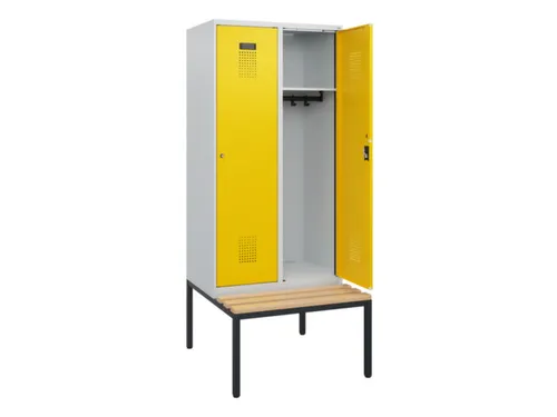 locker met bank,HxBxD 1950x800x815mm,2vak,vak B 400mm,cilinderslot