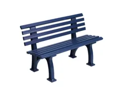 Kunststofbank 740x1200x380mm Zit H 440mm 9 Latten 2 Pootstellen Blauw