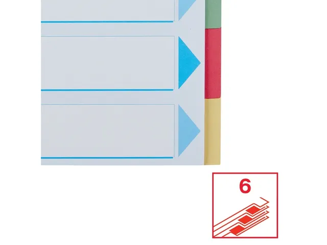 Intercalaire Esselte Premium A4 6 onglets 23 perf carton assorti