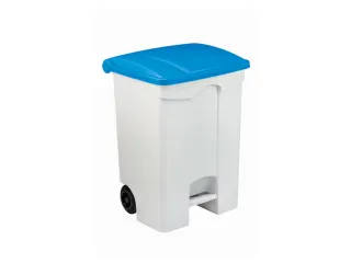 Contitop,mobiele afvalbak met pedaal 70L wit/blauw/VE:3 - 2