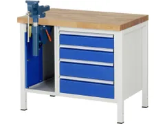 werkbank,HxBxD 840-1040x1000x700mm,beukblad,draagverm. 1250kg,4voeten