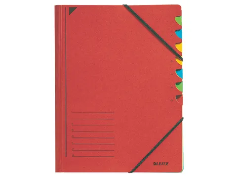 Sorteermap Leitz 3907 A4 7 Vaks Rood karton