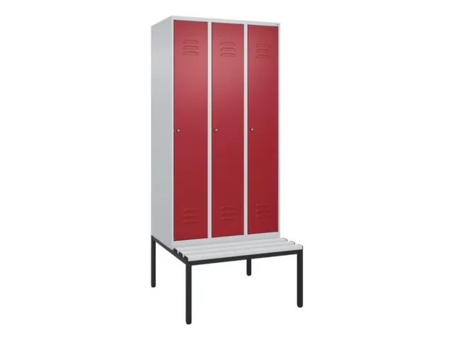 locker met bank,HxBxD 2120x900x815mm,3vak,vak B 300mm,cil.-slot