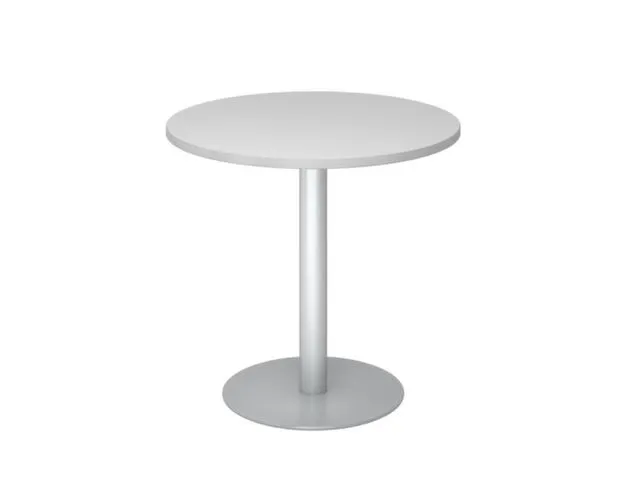 vergadertafel,HxØ 745x800mm,rond,schotelvoet zilverkleurig,ronde buis