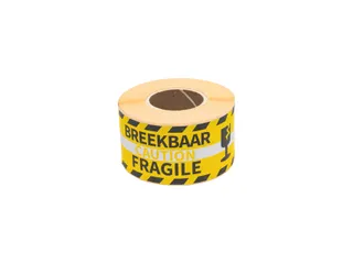 Waarschuwingsetiket Rillprint fragile 46x125mm geel 250 stuks - 1