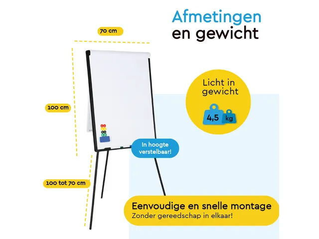 BRASQ Flipover Basic 70x100cm Magnetisch Zwart inclusief accessoires