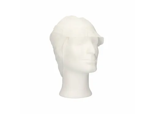 PPnw pet met klep en haaropvang, wit 'snood cap' 1000 Stuks