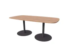 Linesto vergadertafel 200x100 deens ovaal hav/kers 25mm zwart