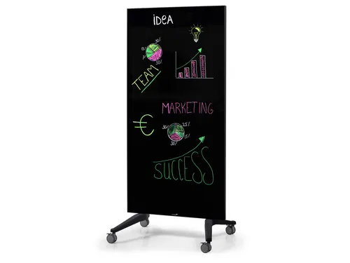 Mobiel Glasbord Zwart Magnetisch 90x175Cm