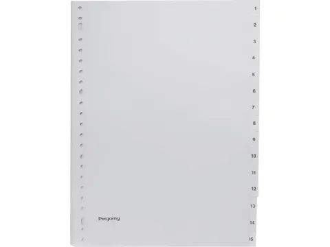 tabbladen, A4 23-gaatsperforatie PP grijs 1-10