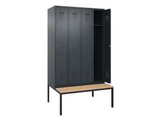locker met bank,HxBxD 2120x1200x815mm,4vak,vak B 300mm,cilinderslot - 1