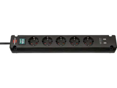 Stekkerdoos Brennenstuhl Bremounta 5vdig incl 2 USB 3m zwart