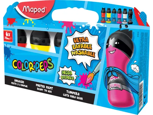 Color'Peps plakkaatverf, 6 flacons van 75 ml