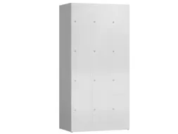 Lockerkast 1800x870x500mm 3x4 vakken cilinderslot, sokkel, RAL7035