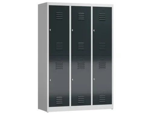 Dubbeldekse garderobekast 1800x1185x500mm 3x2vak 400mm RAL7035 RAL7016