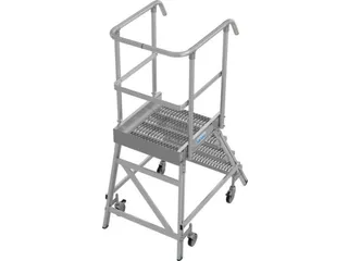 bordestrap,verrijdbaar,bordes H 1m,4treden m. R13-laag,aluminium - 2