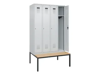 locker met bank,HxBxD 2120x1200x815mm,4vak,vak B 300mm,cilinderslot - 1
