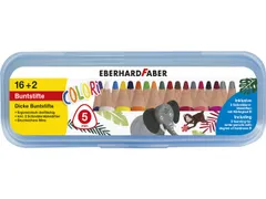 *Kleurpotlood EFA Colori 16st. driekantig + 2 grafietpotloden in giftb