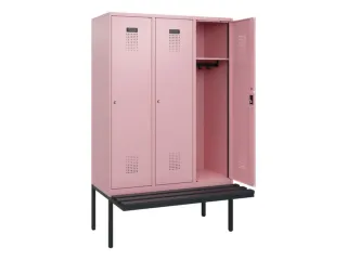 locker met bank,HxBxD 1950x1200x815mm,3vak,vak B 400mm,cilinderslot - 1