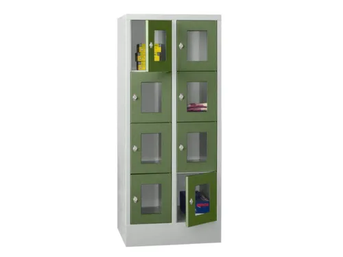 lockerkast,HxBxD 1518x600x500mm,2x4vakken,RAL7035,front RAL6011